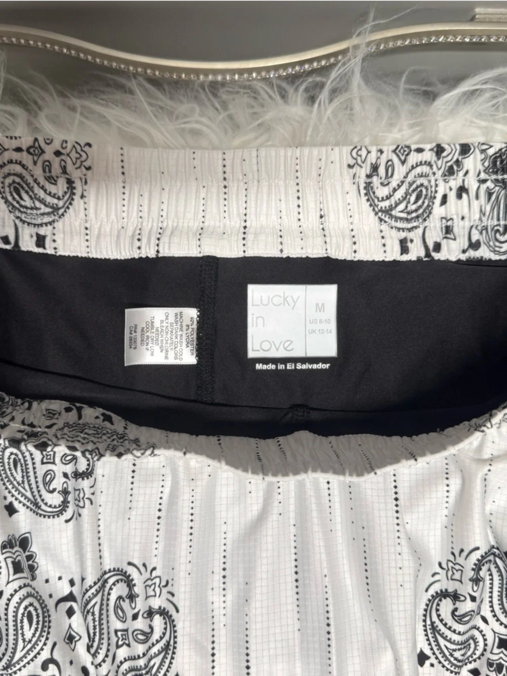 Lucky in Love Black and White Paisley Skirt with Ruffle Hem - Picture 2 of 4